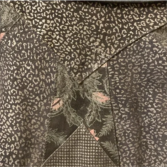 Vintage Cosa Nova Black Suede Leather Fringe Bomber Coat with Floral Print M L - Picture 12 of 12